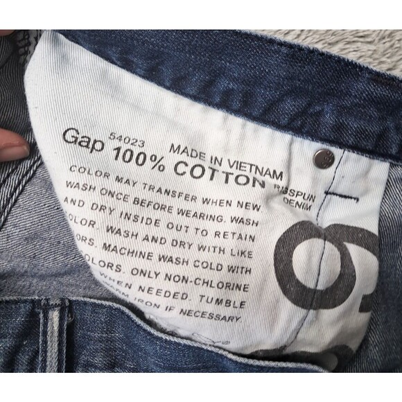 Gap Jeans Mens Sz 38x32 Straight Leg Denim Blue Stretch Distressed Original Fit - Picture 8 of 14